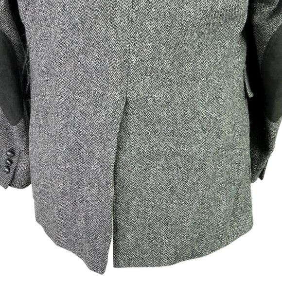 Pendleton Western Blazer Mens 44 Gray Black Tweed Wool Suede Cowboy Sport Coat - Picture 10 of 12